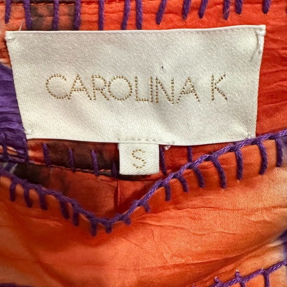 CAROLINA K High Waisted Plazzo Pants Tie Dye Purple & Orange Size S - Picture 4 of 10